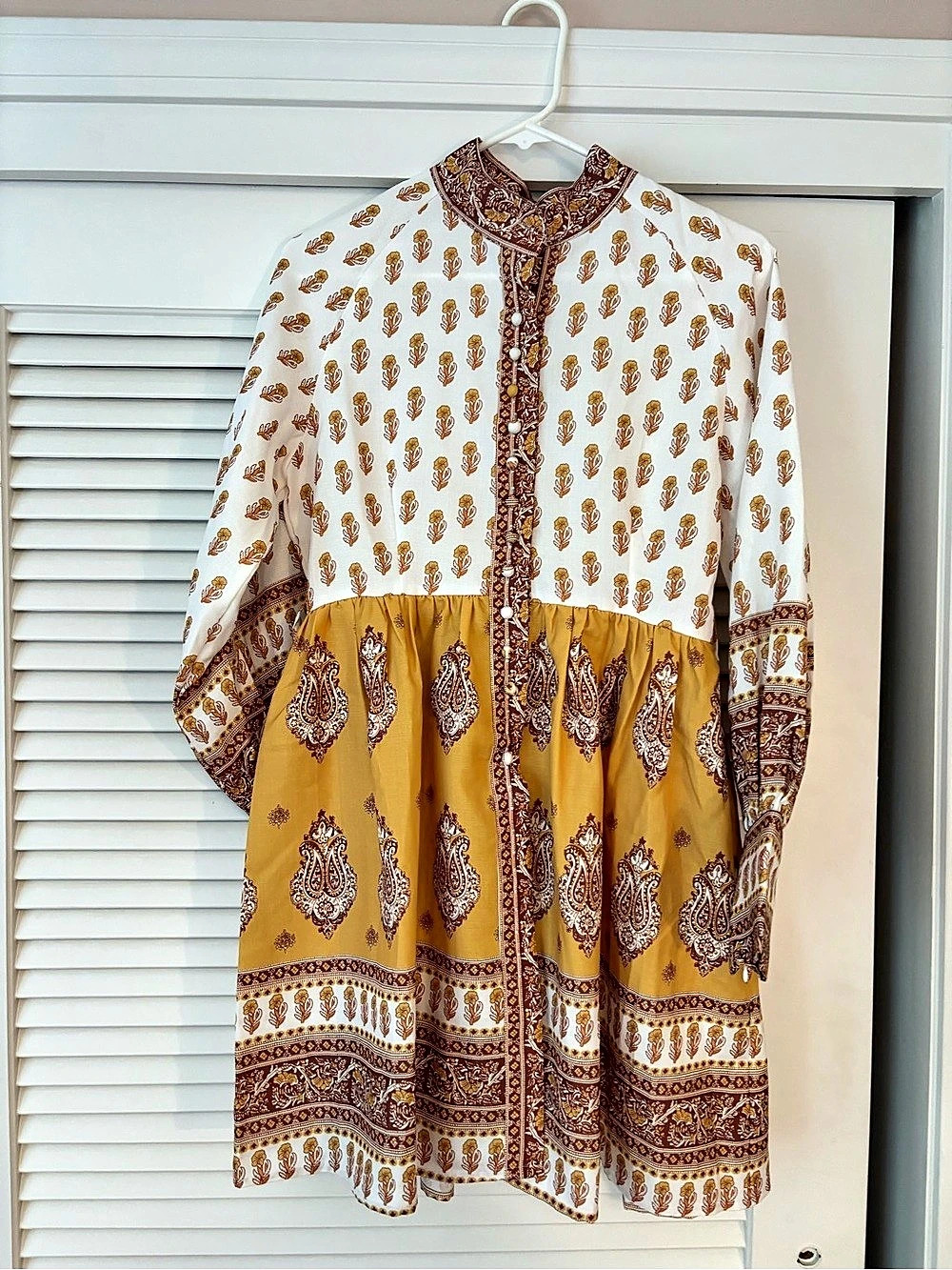 Floral Printed Mini Dress in Yellow & White
